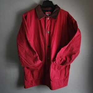 Vtg Marlboro Country Store Jacket Mens M Leather Collar Barn Chore Red Coat Y2k